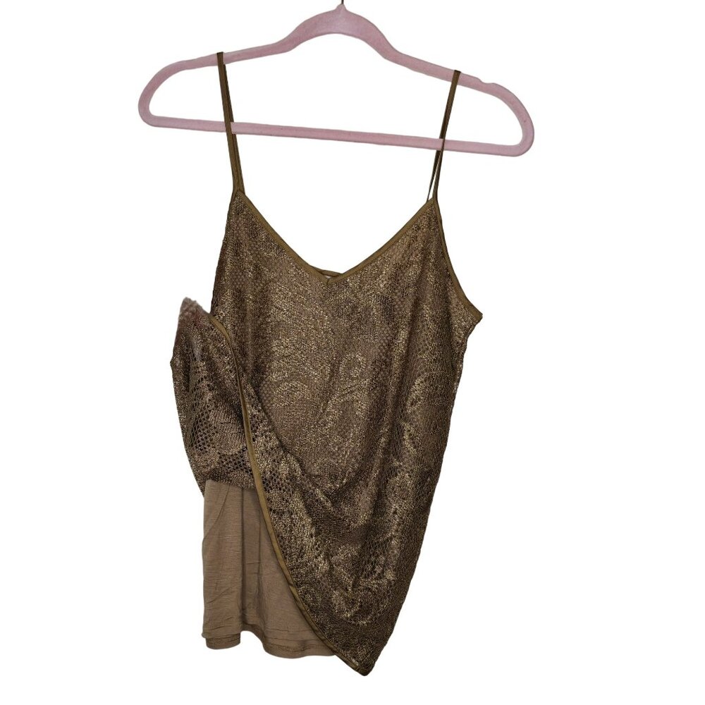 Banana Republic Heritage Women's Floral Gold Lace Cami Tank Top M Lined - Picture 3 of 6